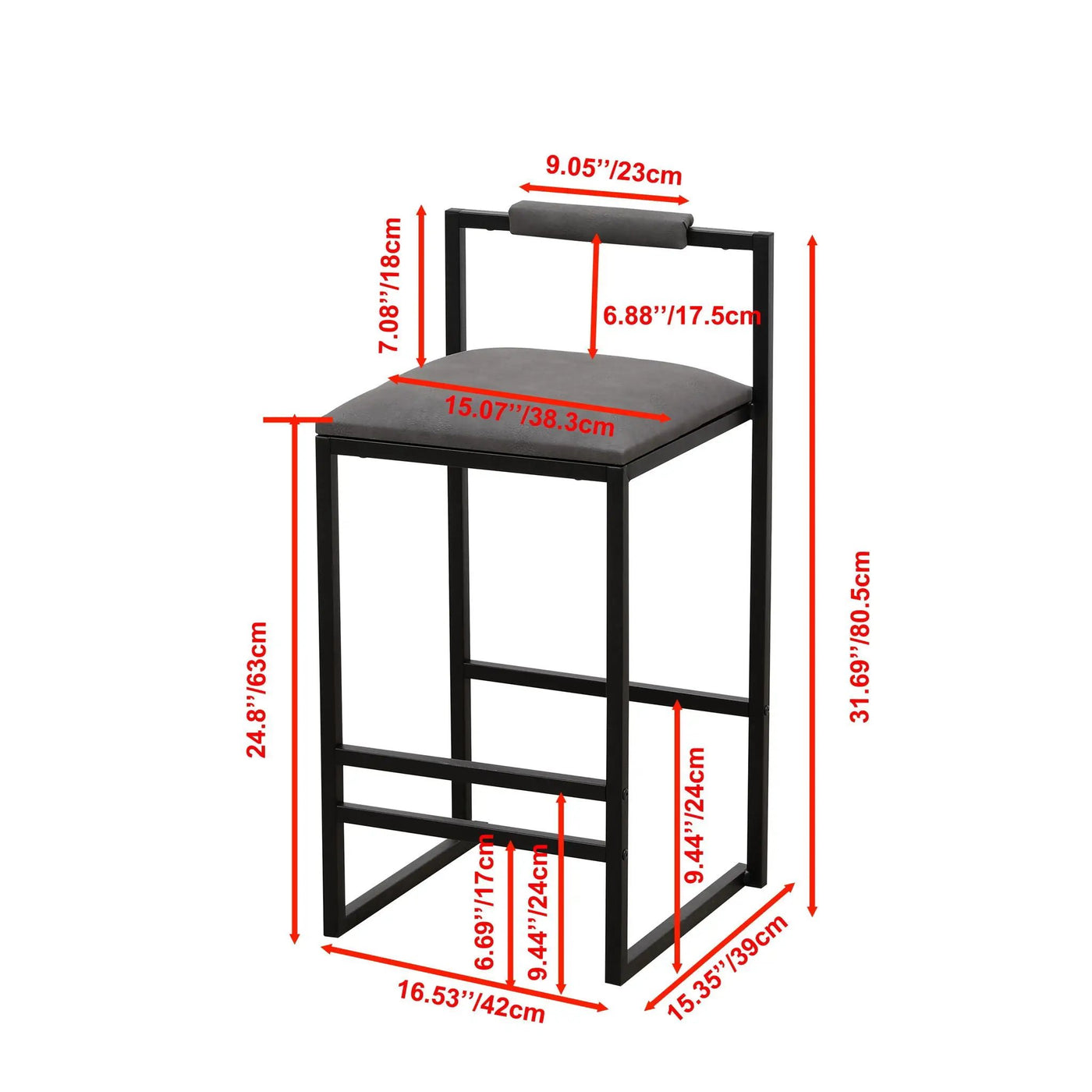 Elegant Bar Stool Set With Backrest And Footrest, Counter Height (Set of 2) by Unique Piece Furniture