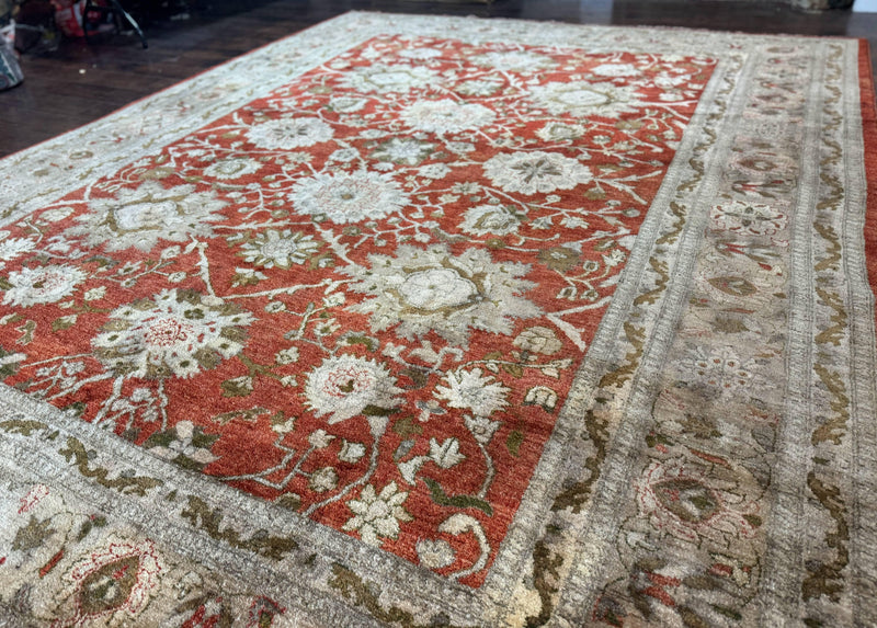 Pakistani Peshawar Rug 10x13, Burnt Orange, Large Handmade Wool Carpet by Jewel Rugs