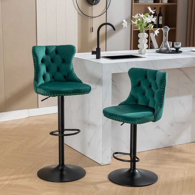 Swivel Barstools Adjusatble Seat Height, Modern Upholstered Bar Stools With Backs Comfortable Tufted For Home Pub And Kitchen Island (Set of 2) by HouseOfZazla