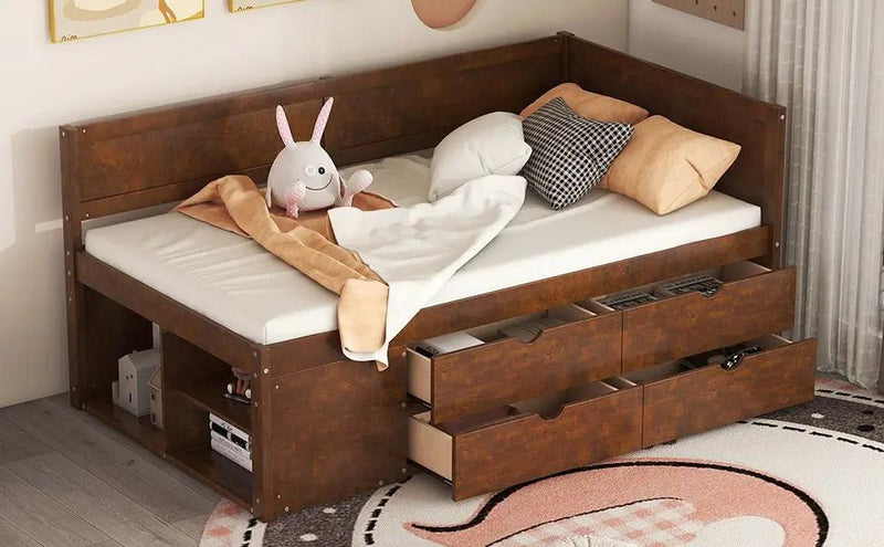 Daybed With Drawers And Shelves by HouseOfZazla