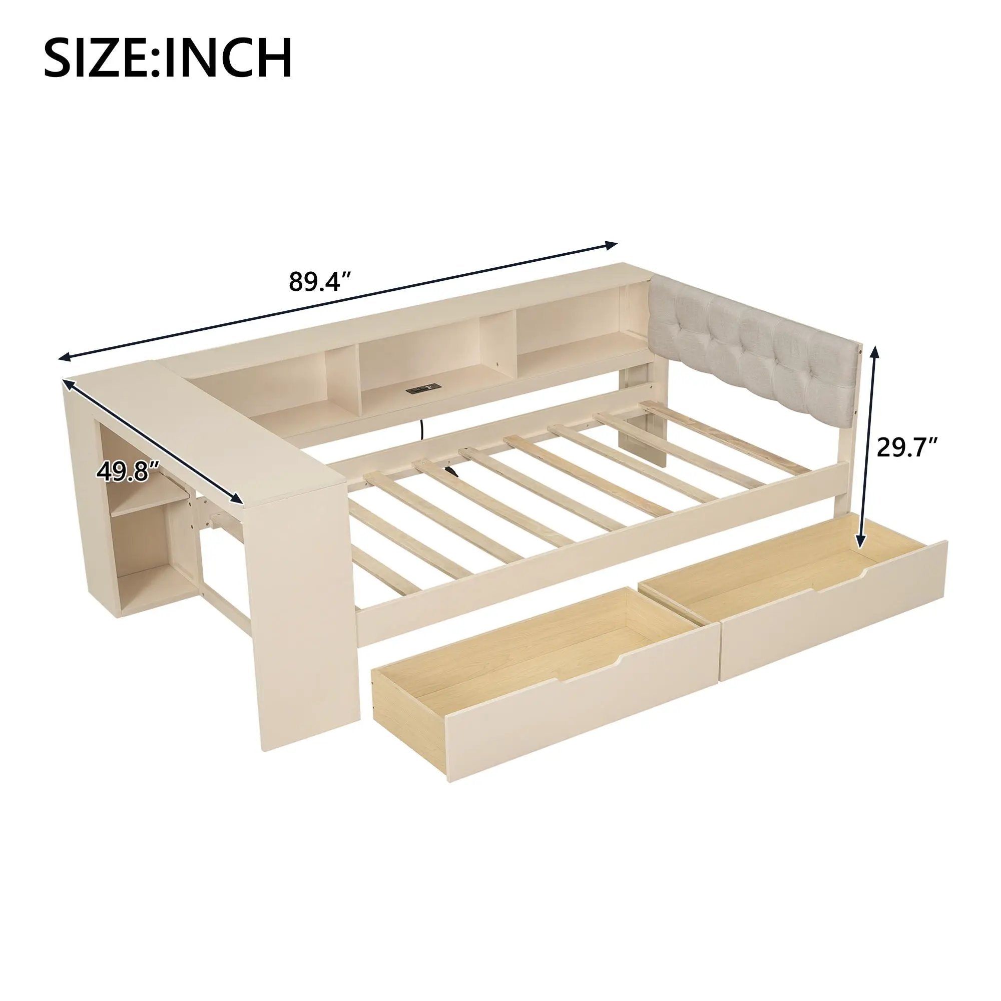 Upholstered Headboard Platform Bed With Storage Shelves, Drawers, Charging Station by Unique Piece Furniture