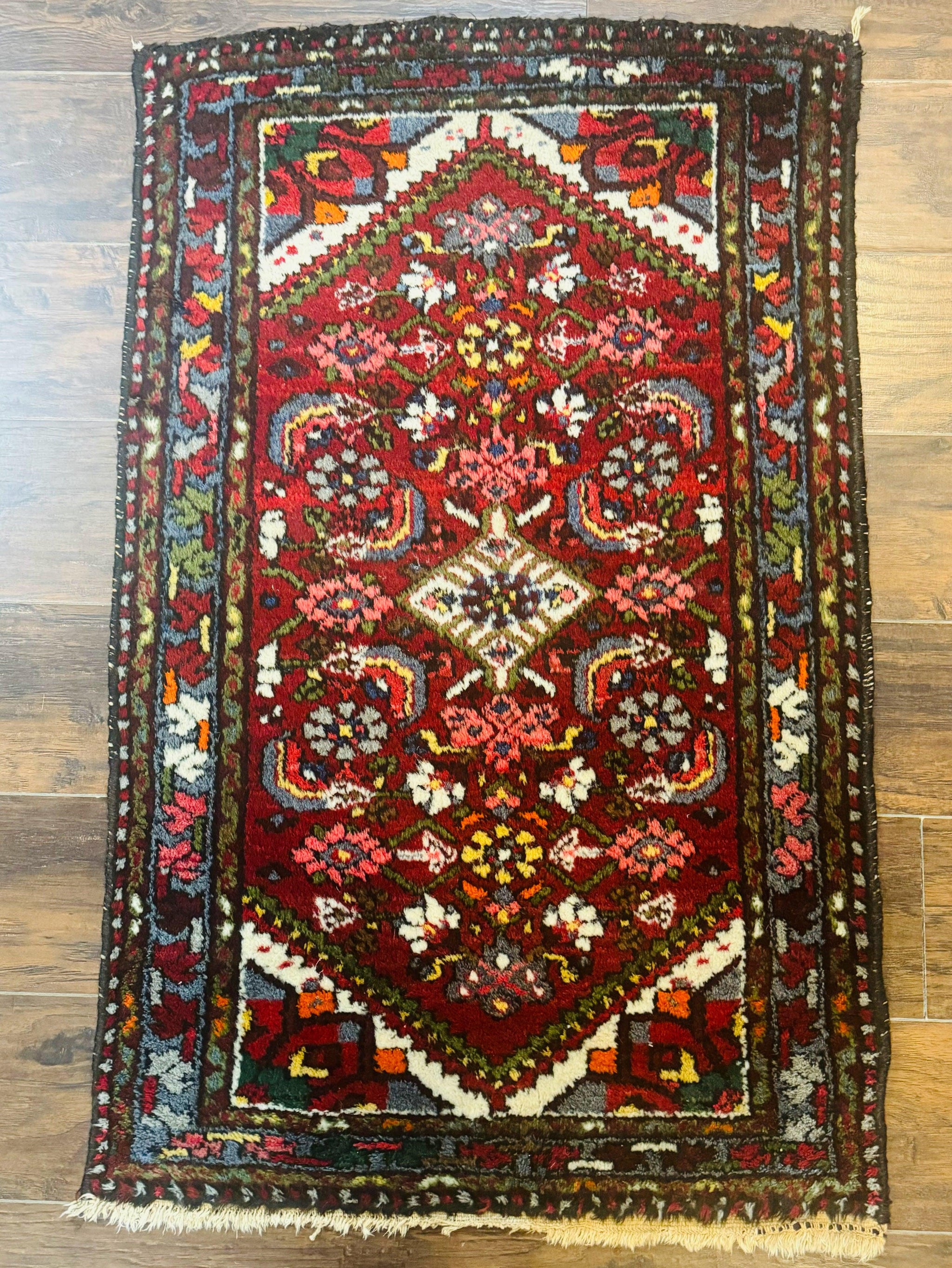 Small Red Persian Tribal Rug 2.6 x 4, Wool Rug, Persian Hamadan Rug by Jewel Rugs