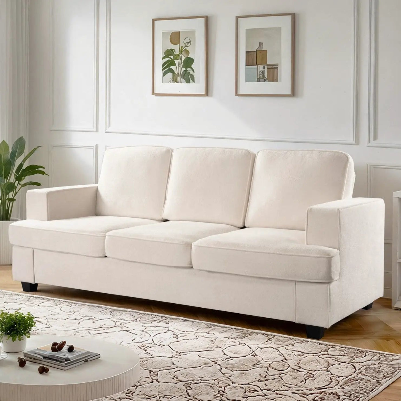 Modern Sofa, Comfortable 3 Seater Couch With Deep Seating, Loose Back Cushions, Wide Arms by Unique Piece Furniture