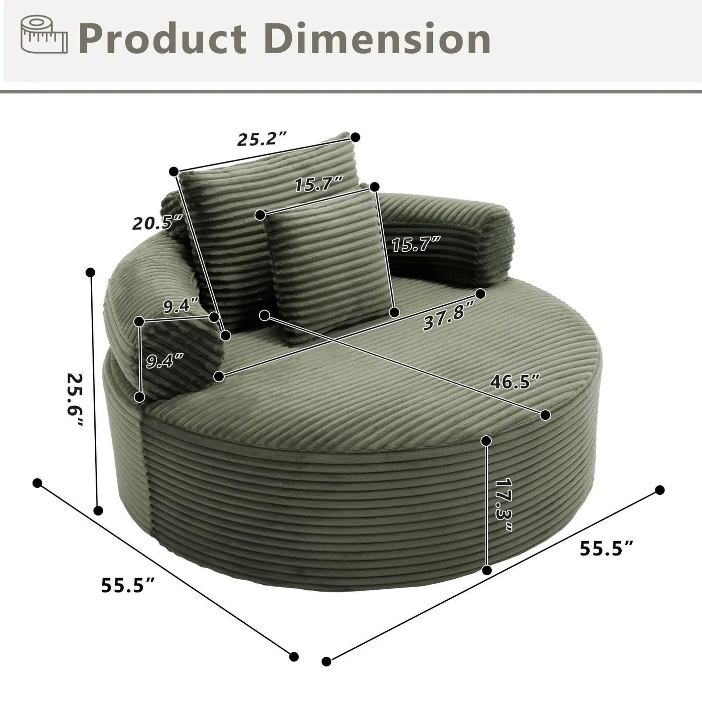 Round Sofa Bed With 3 Pillows For Living Room by HouseOfZazla