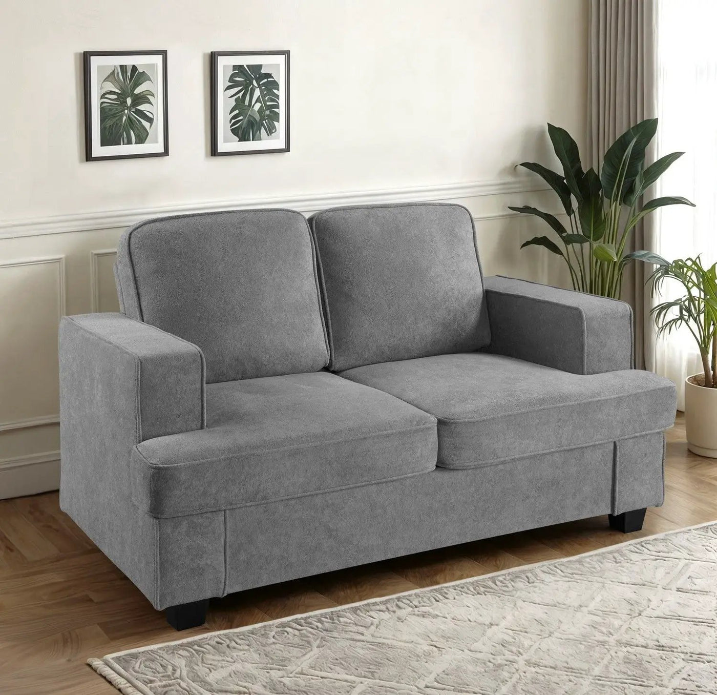 Modern Loveseat, Comfortable 2 Seater Couch With Deep Seating, Loose Back Cushions, Wide Arms by Unique Piece Furniture