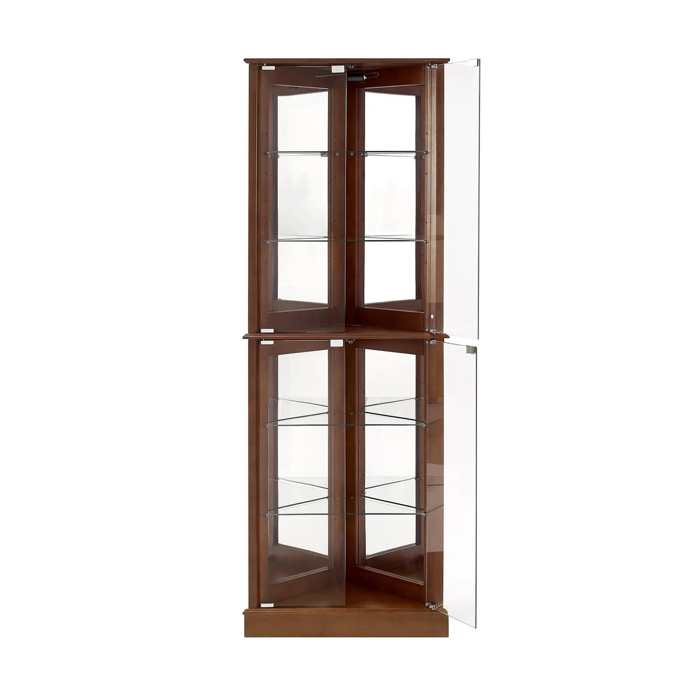 Corner Curio Dispaly Cabinet With Lights, Adjustable Tempered Glass Shelves, Mirrored Back (E26 Light Bulb Not Included) by Unique Piece Furniture