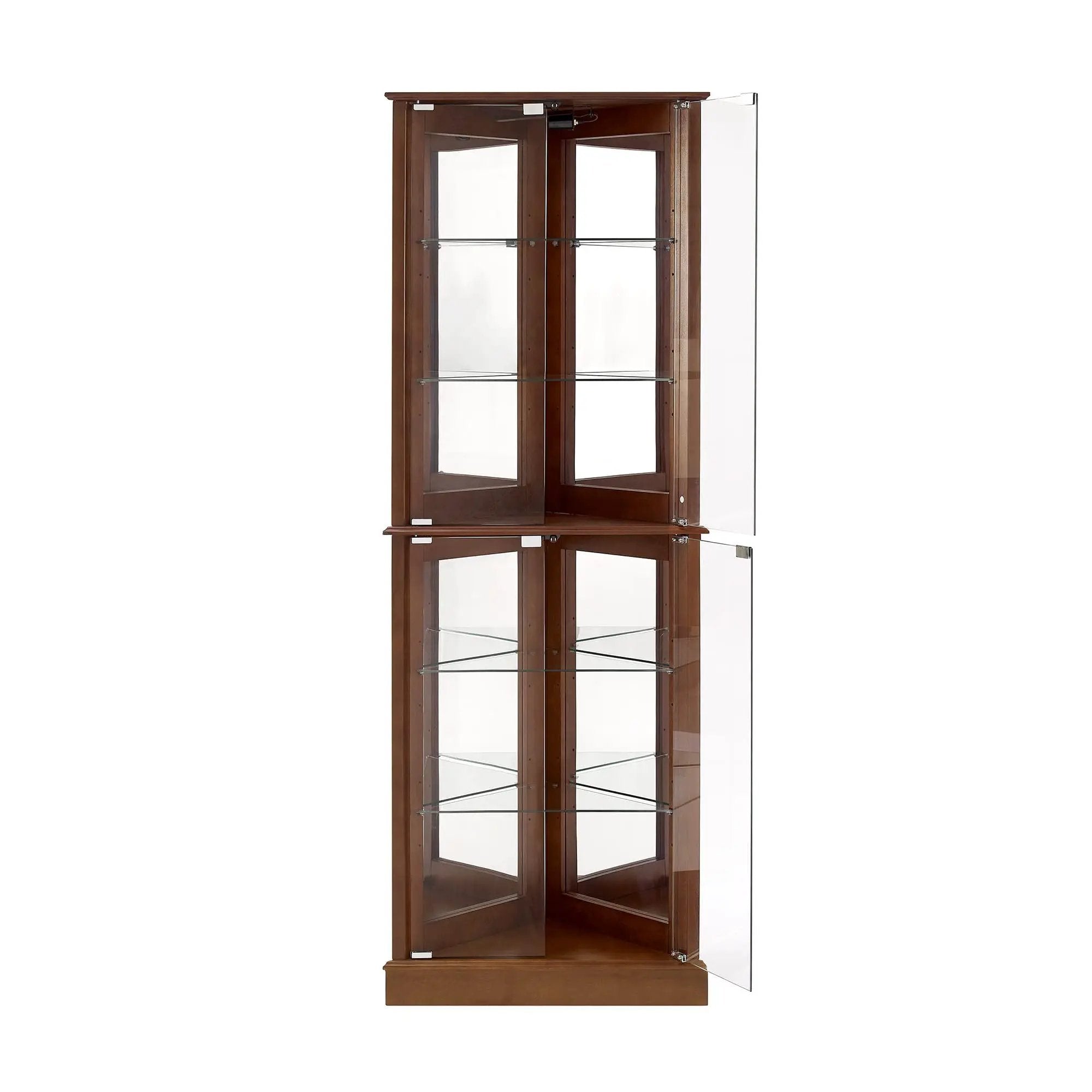 Corner Curio Dispaly Cabinet With Lights, Adjustable Tempered Glass Shelves, Mirrored Back (E26 Light Bulb Not Included) by Unique Piece Furniture