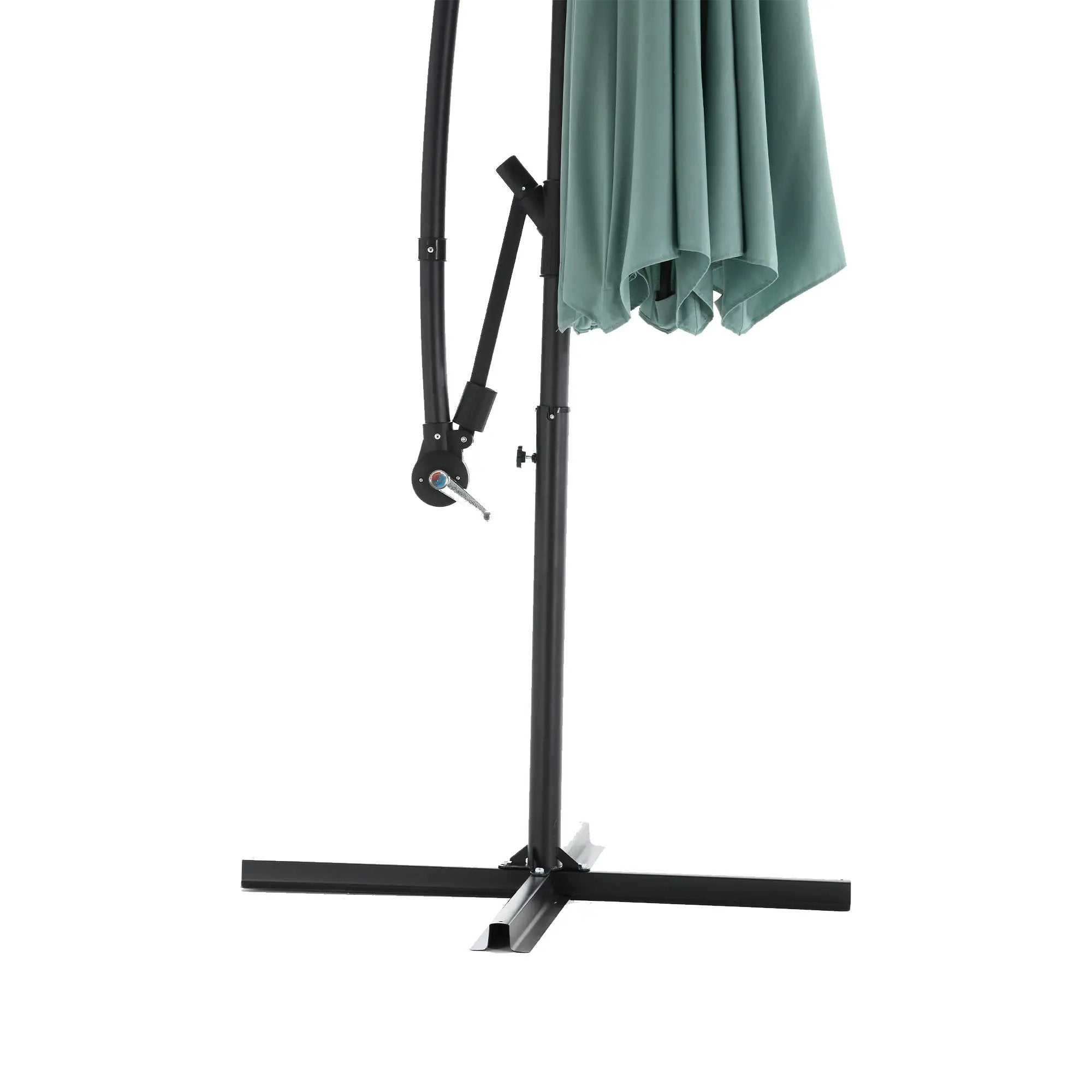 10ft Solar LED Offset Hanging Patio Umbrella (Light Green) (No Base) by HouseOfZazla