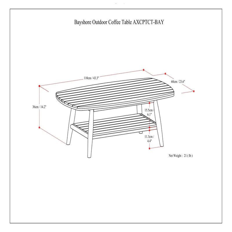 Bayshore - Outdoor Coffee Table - Light Teak by HouseOfZazla