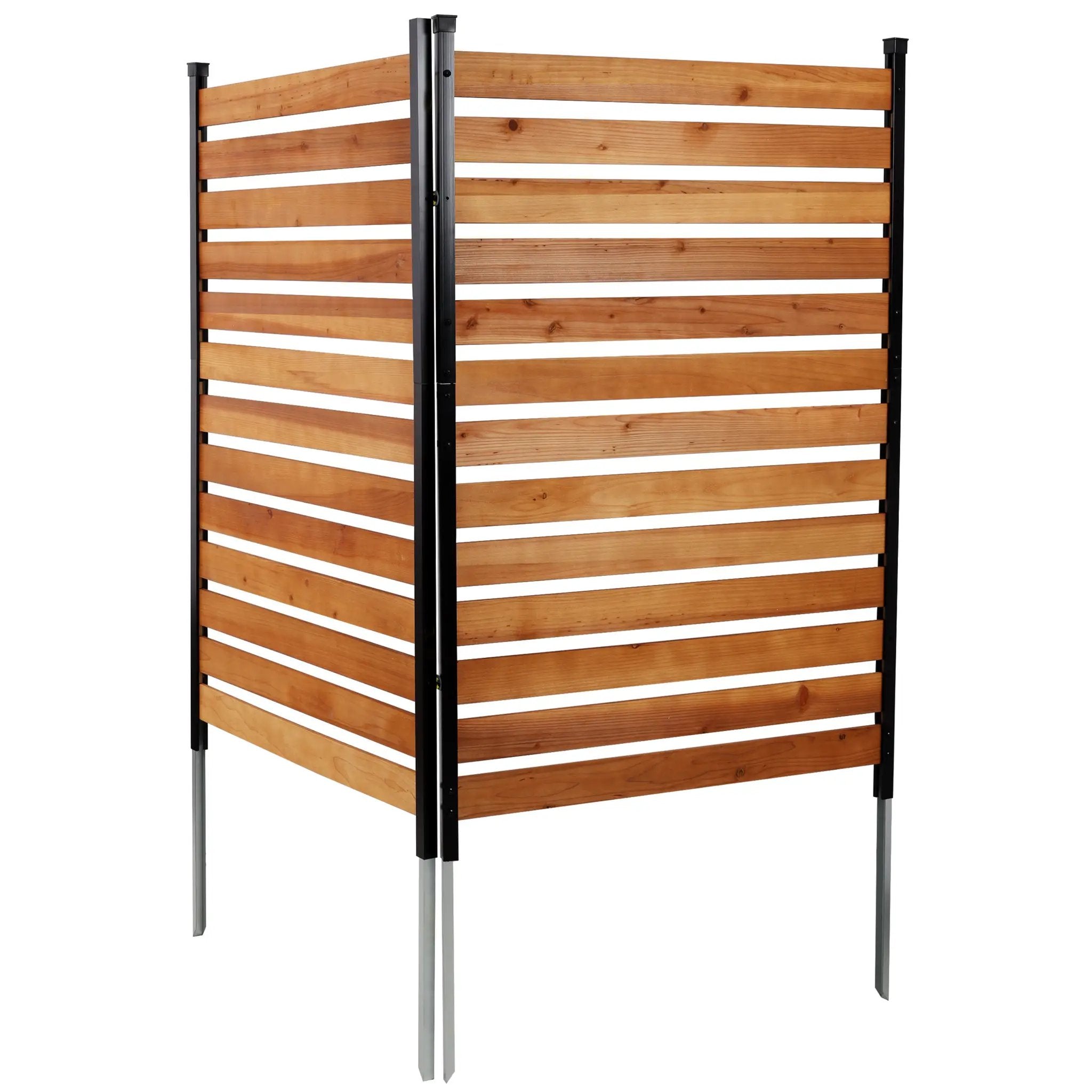 Air Conditioner Fence, 60in H x 38in W (2-Panel) Wood Fence Panels with Metal Stakes by HouseOfZazla