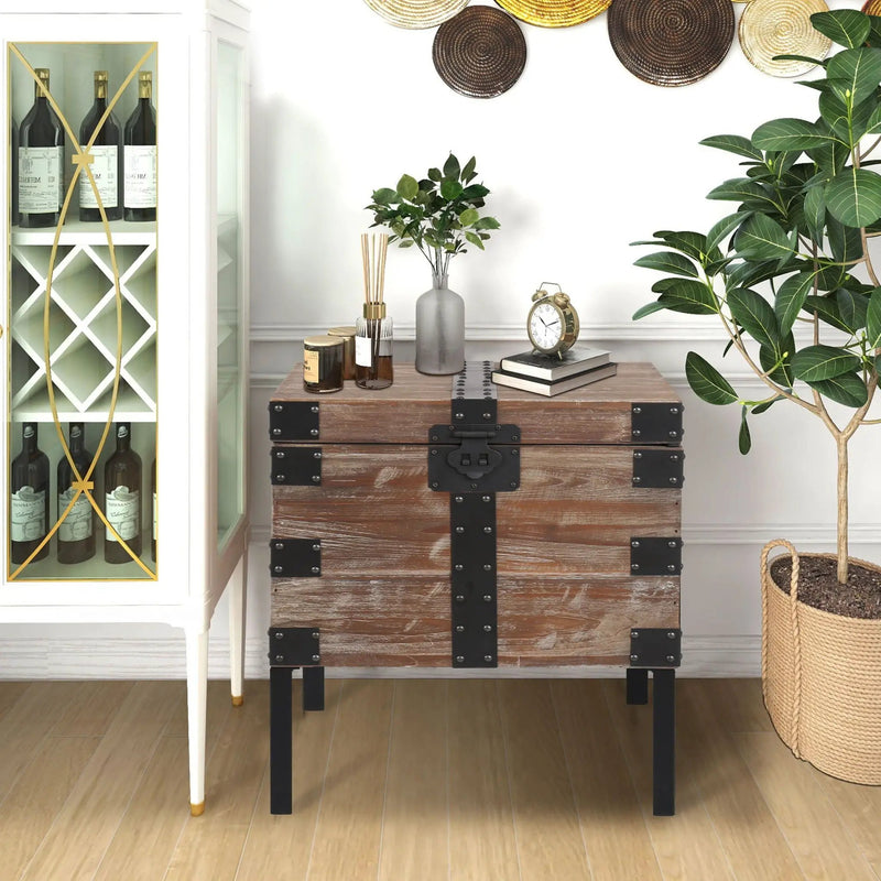 Trunk Table And Side Table With Large Storage Dress Up Your Liviing Room (Set of 3) - Antique Gray by Unique Piece Furniture