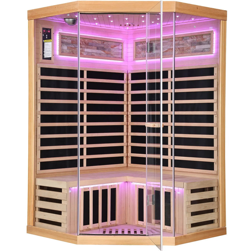 Double Sauna Room With Carbon Heating Plates - White Oak by HouseOfZazla