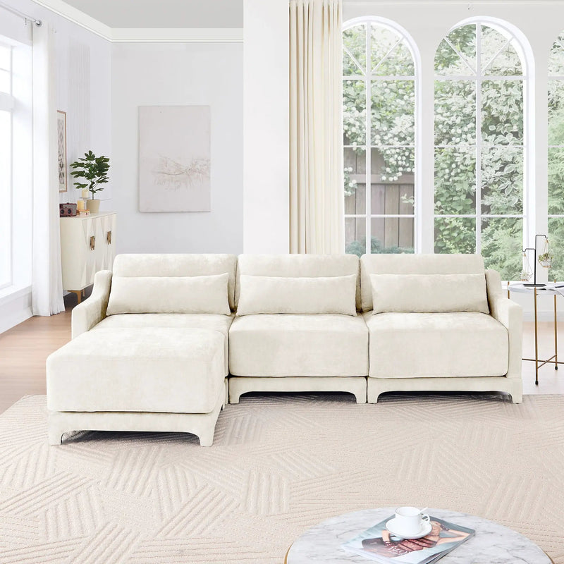 Stylish Sofa With Ottoman And Lumbar Pillows, Ergonomic Design by Unique Piece Furniture