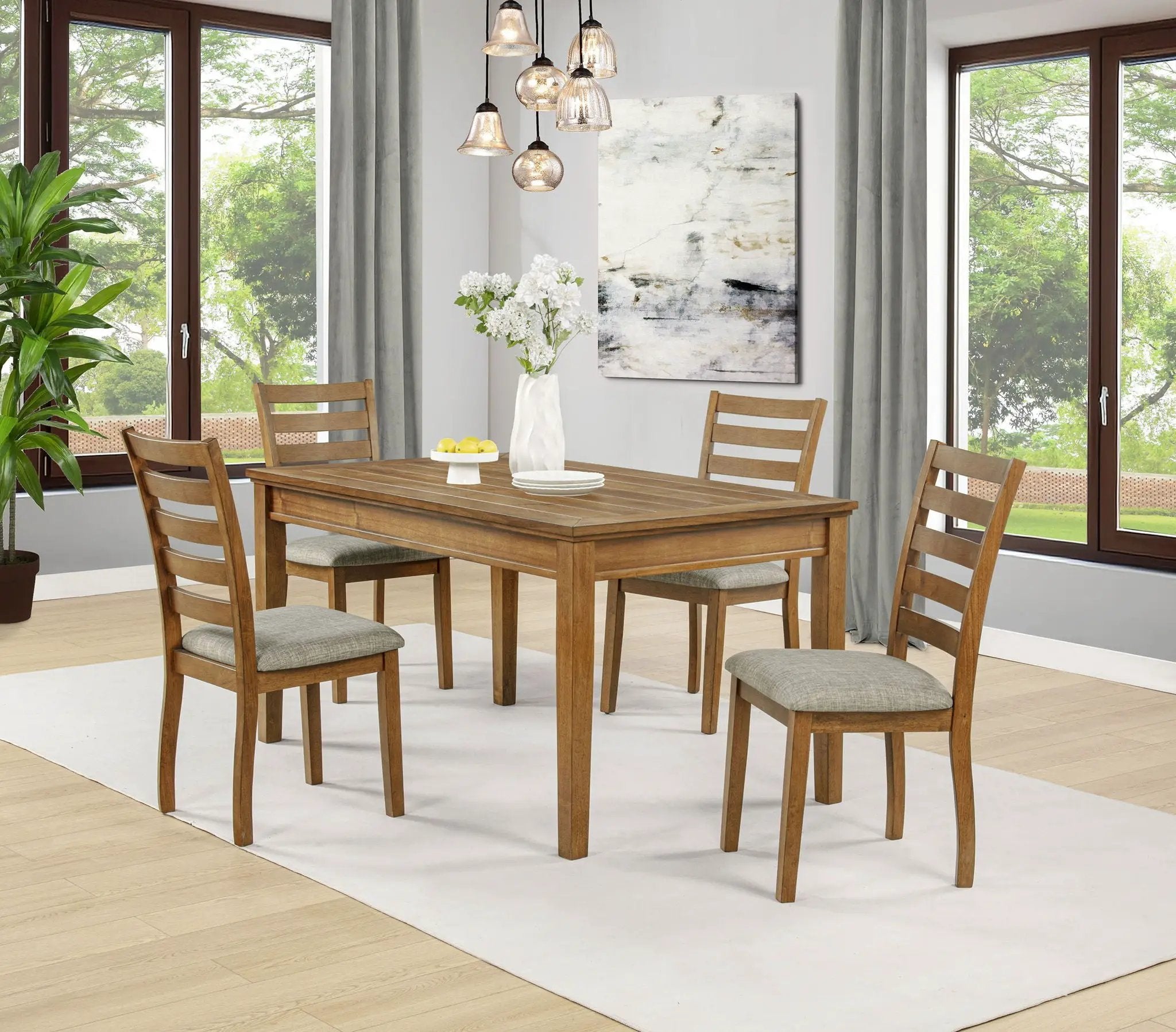 Atwood 5-piece Rectangular Wood Dining Set Warm Brown by Unique Piece Furniture