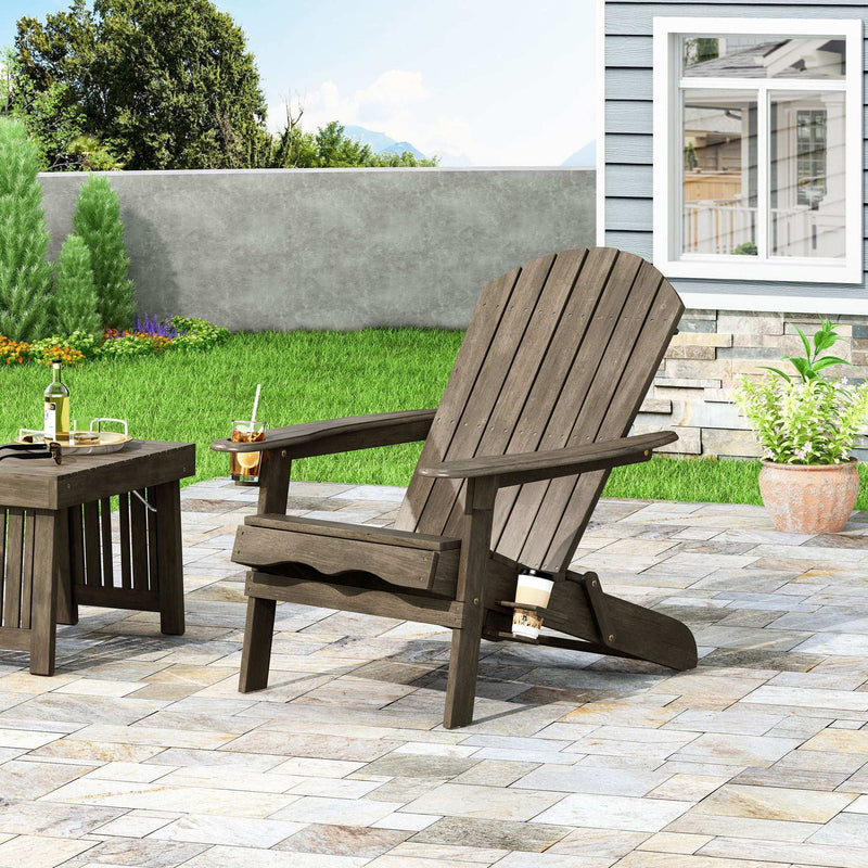 Zenithia Outdoor Foldable Adirondack Chair With 2 Cup Holders by HouseOfZazla