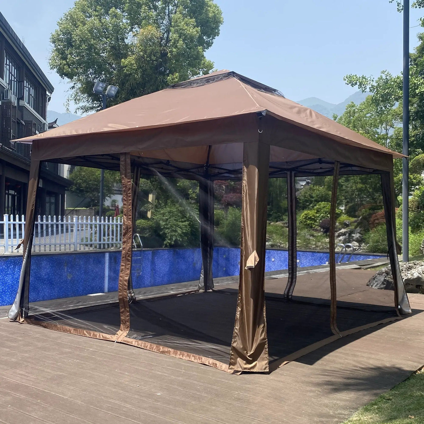 Outdoor Pop Up Gazebo Canopy With 2 Tier Soft Top And Removable Zipper Netting by HouseOfZazla