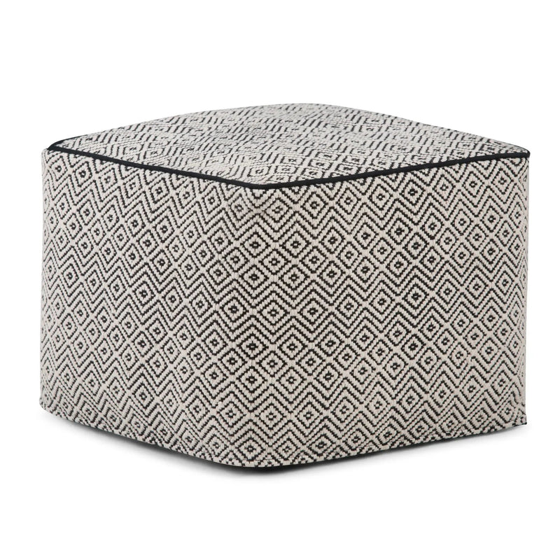 Brynn - Square Pouf - Patterned Black / Natural by Unique Piece Furniture