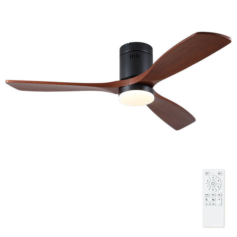 Low Profile Flush Mount Intergrated LED Ceiling Fan With Light And Silent Reversible Motor by HouseOfZazla
