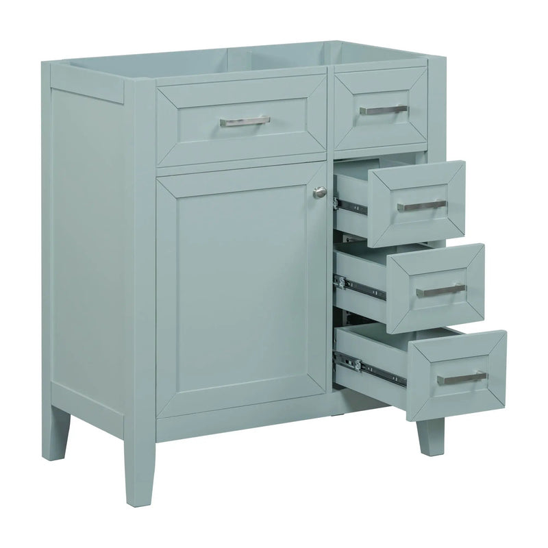 30" Bathroom Vanity Without Sink, Cabinet Base Only, Bathroom Cabinet With Drawers - Green by HouseOfZazla