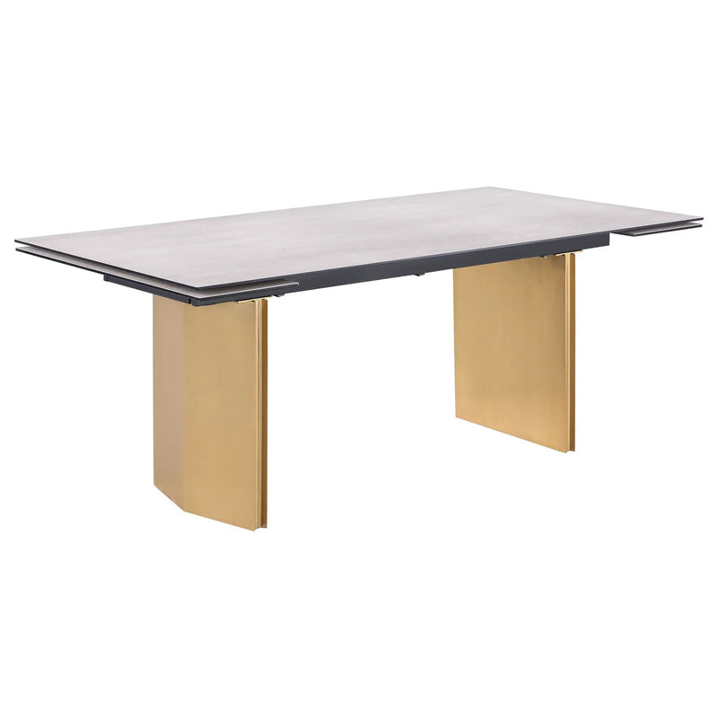 Vesa 97-inch Glass Top Extension Dining Table Beige by Unique Piece Furniture