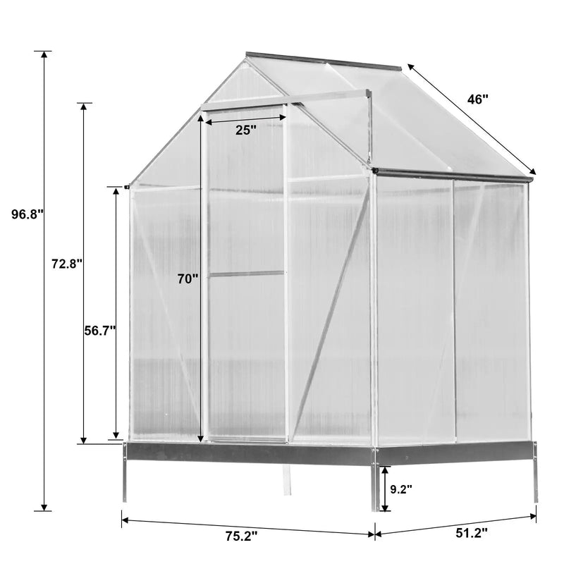 Polycarbonate house, Heavy Duty Outdoor Aluminum Walk-In House Kit With Rain Gutter, Vent And Door For Backyard Garden by HouseOfZazla