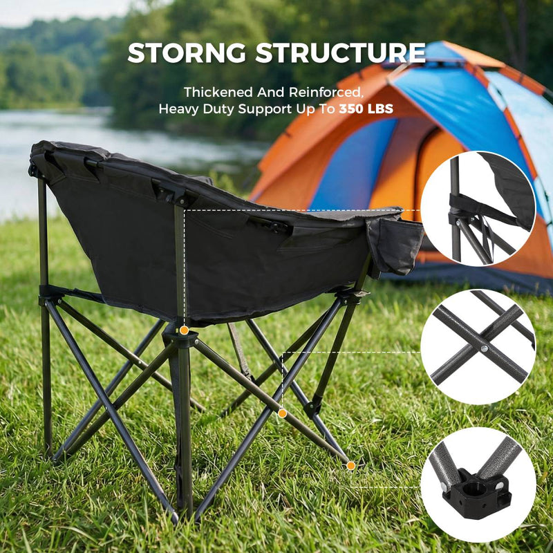 Set of 2 Oversized Camping Chairs with Side Pocket by HouseOfZazla