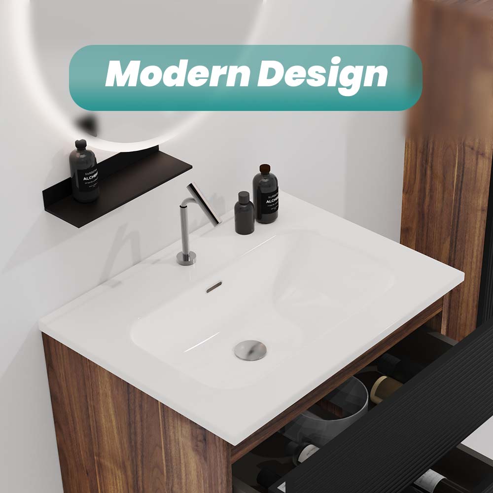 Glossy White Ceramic Integrated Sink by HouseOfZazla