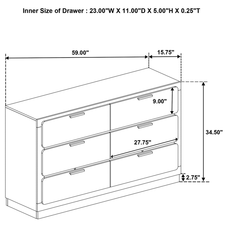 Sophia - 6 Drawer Dresser by HouseOfZazla