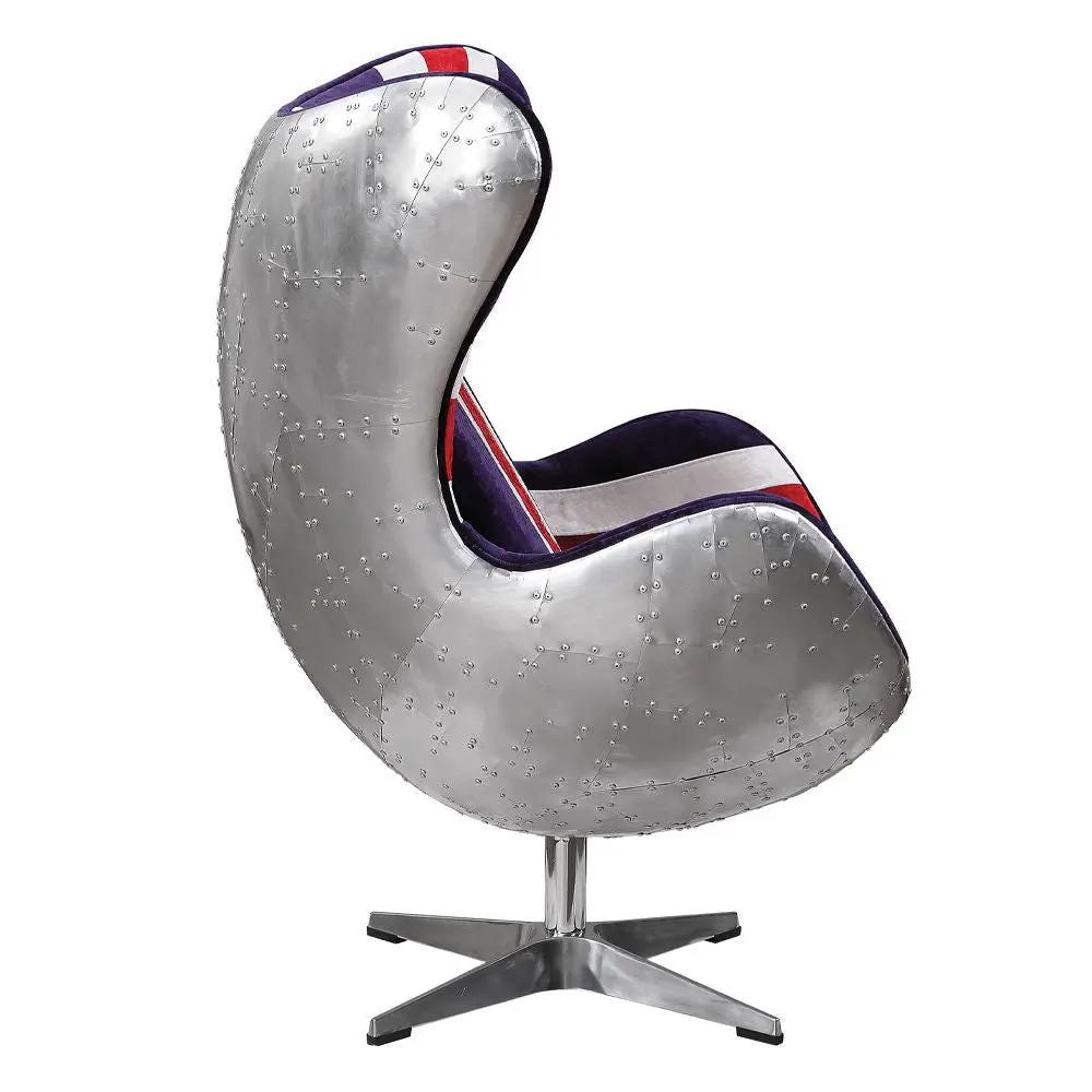 Brancaster - British Flag Accent Chair With Swivel - Pattern Fabric & Aluminum by Unique Piece Furniture