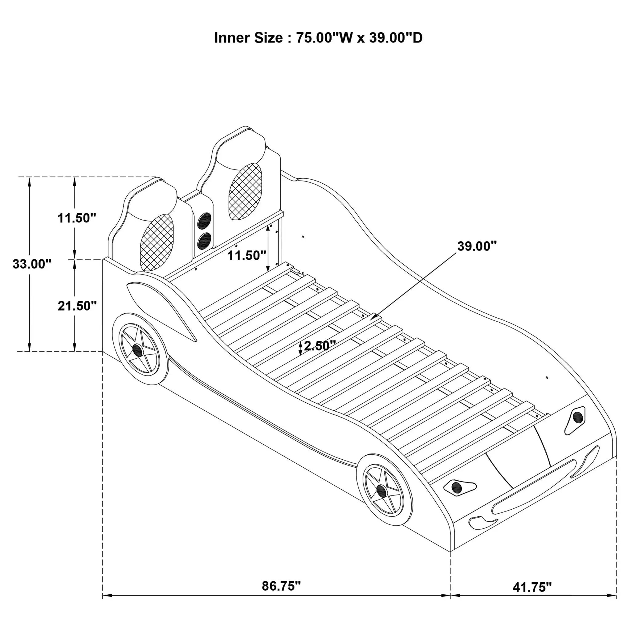 Solana - Race Car Bed With Underglow Lights by HouseOfZazla