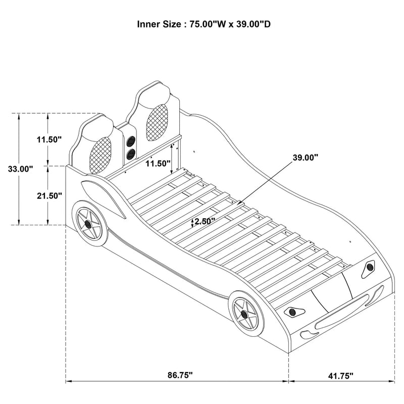 Solana - Race Car Bed With Underglow Lights by HouseOfZazla