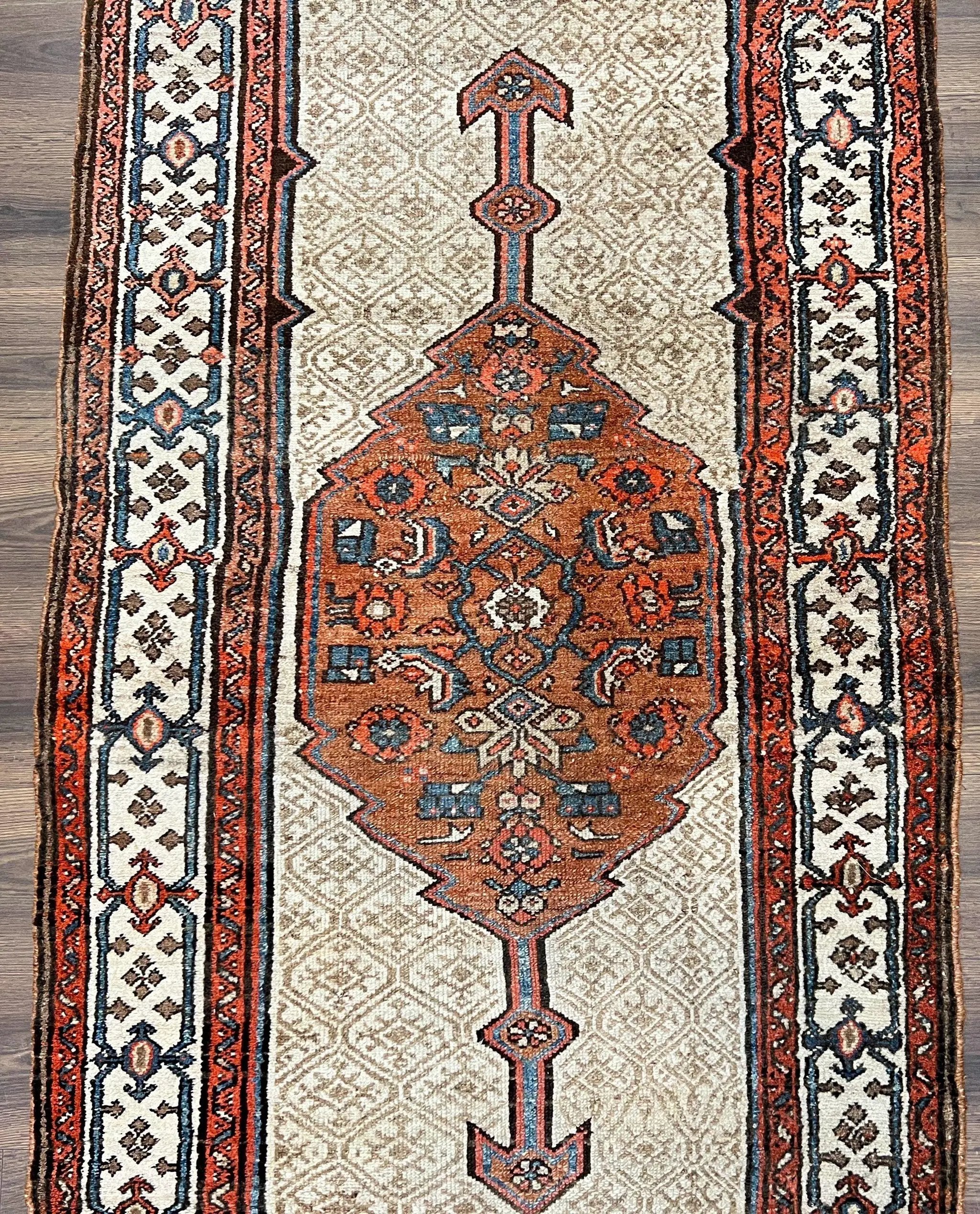 Rare Persian Tribal Runner Rug 3.5 x 10, Sarab Serab Kalegy Carpet, Antique 1920s Collectible Geometric Medallion Oriental Wool Runner, Hand Knotted, Camel Hair Color by Jewel Rugs