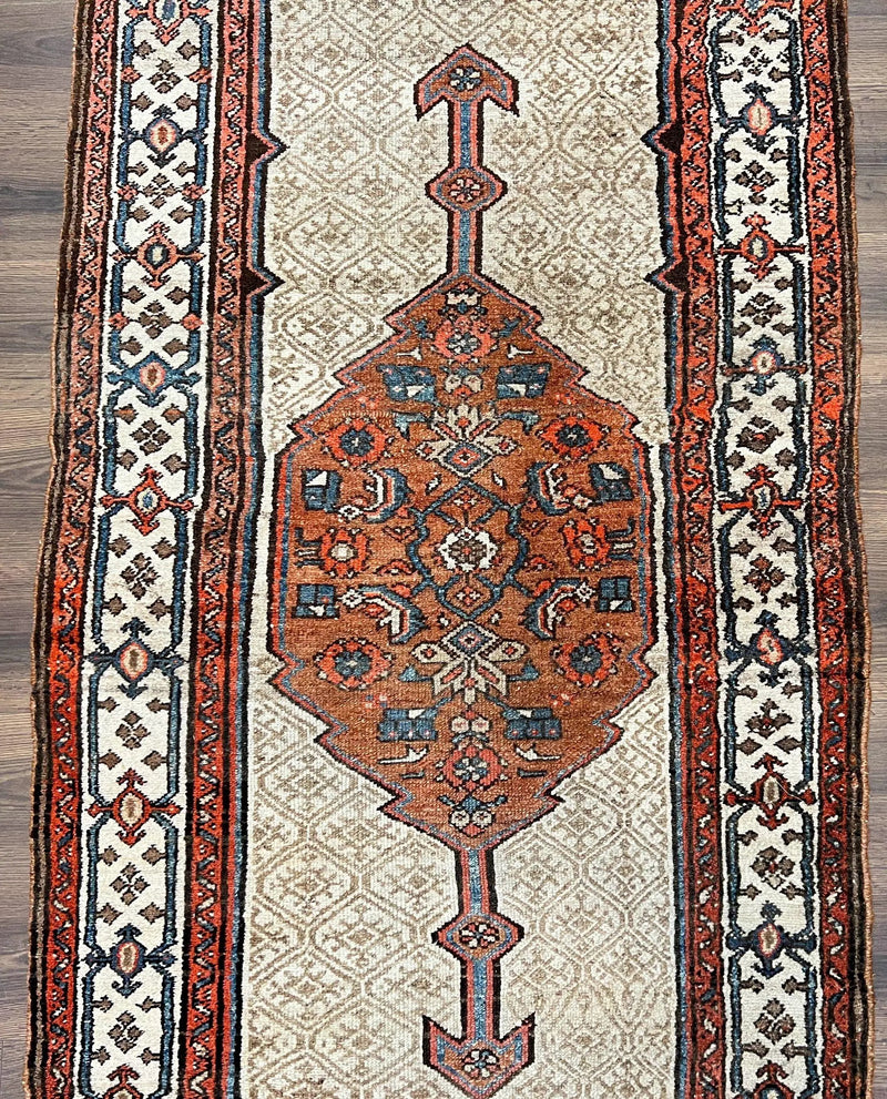Rare Persian Tribal Runner Rug 3.5 x 10, Sarab Serab Kalegy Carpet, Antique 1920s Collectible Geometric Medallion Oriental Wool Runner, Hand Knotted, Camel Hair Color by Jewel Rugs