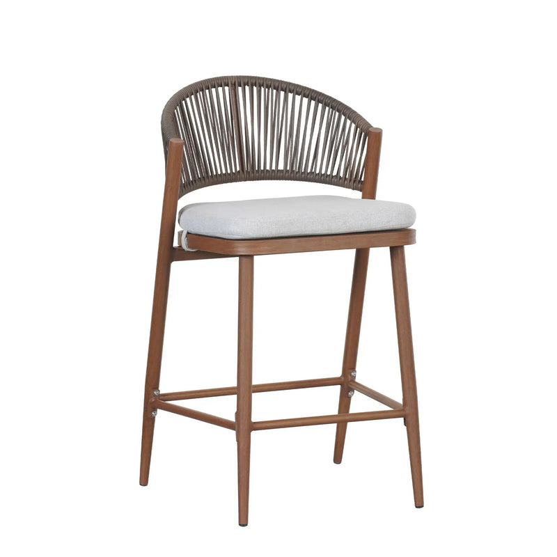 Outdoor 26" Counter Height Metal Frame Counter Stools With Scallop Shaped Backrest & Water Resistant Cushions by HouseOfZazla