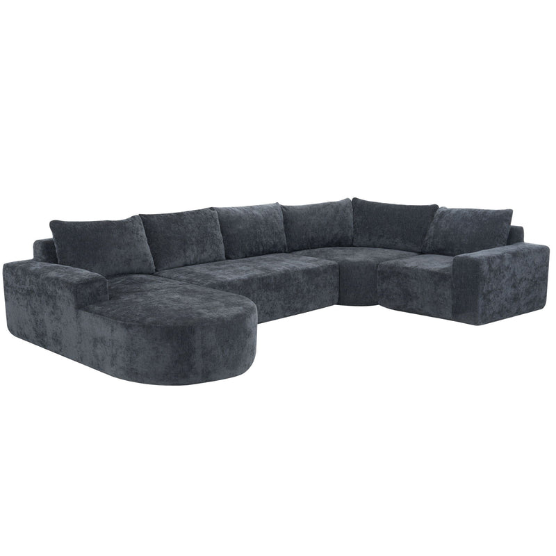 Modular Cloud Sectional Sofa Set, U-Shaped Upholstered Couch With Deep Seat by HouseOfZazla