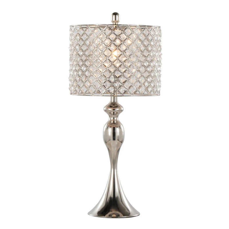 Ashland - Contemporary Table Lamp Square Clear Crystal (Set of 2) - Polished Nickel by HouseOfZazla
