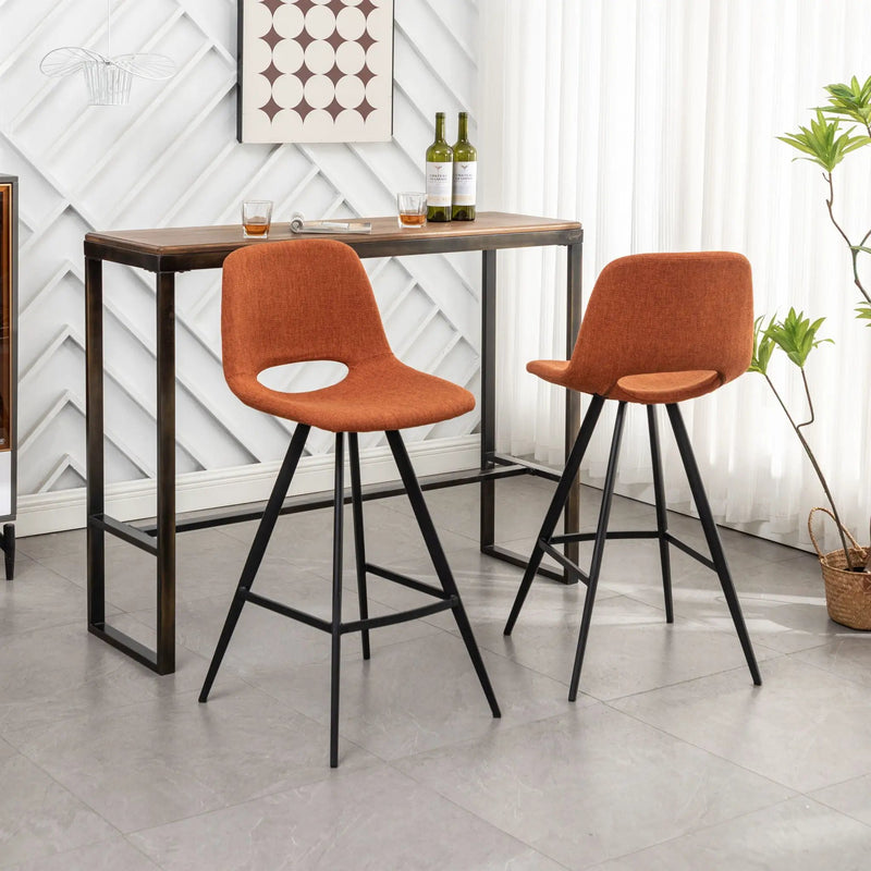 Porth - 28.25" Fabric Kitchen Counter Height Stools (Set of 2) - Orange by HouseOfZazla