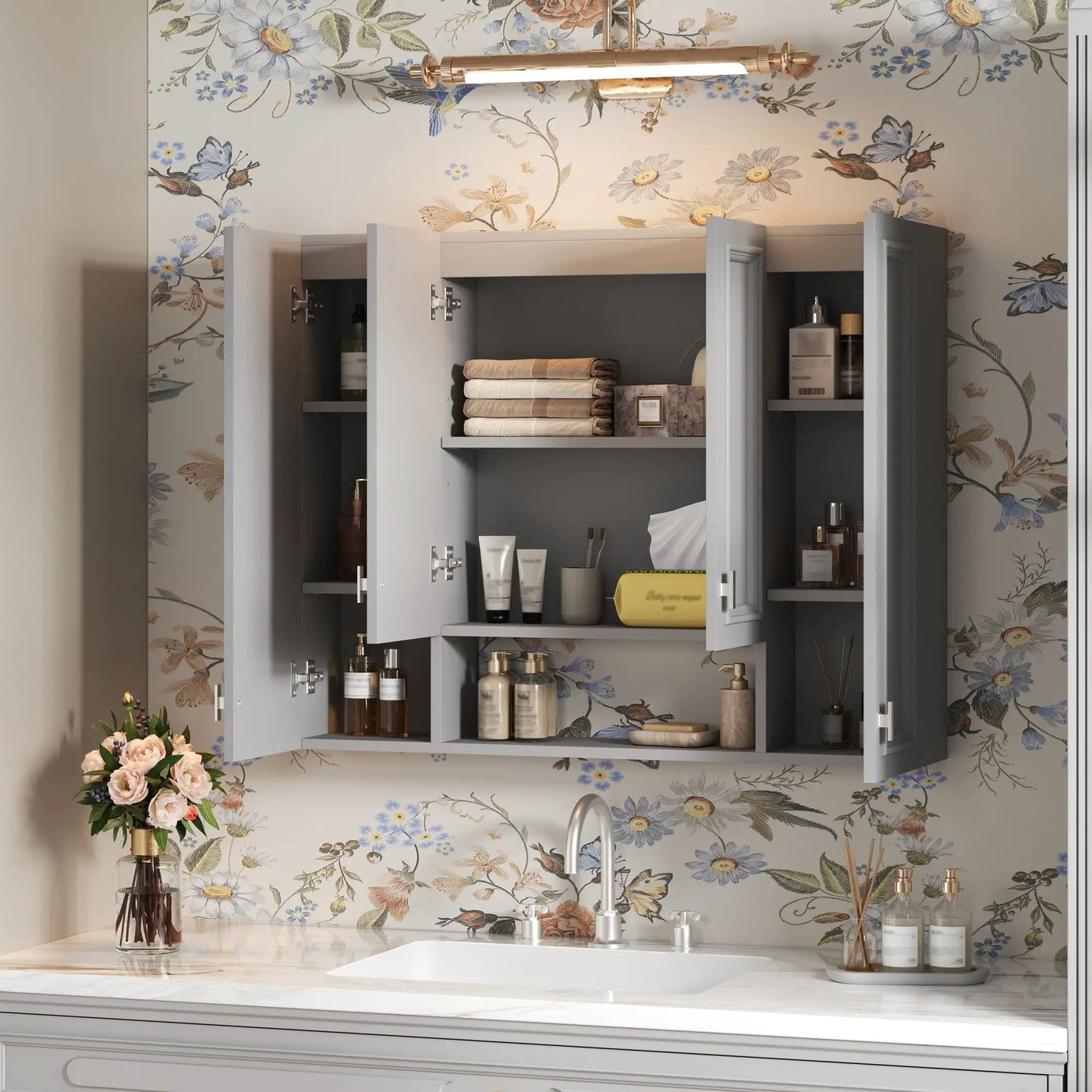 Wall Mounted Bathroom Cabinet With 5 Adjustable Shelves by HouseOfZazla