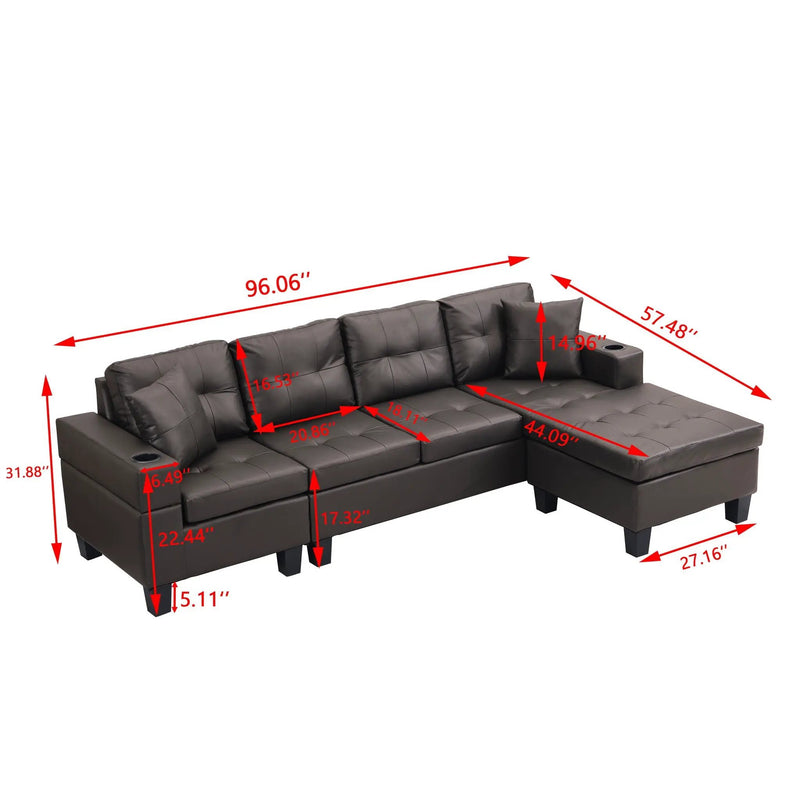 Modern Sectional Sofa Set With Chaise Lounge And Cup Holder by Unique Piece Furniture