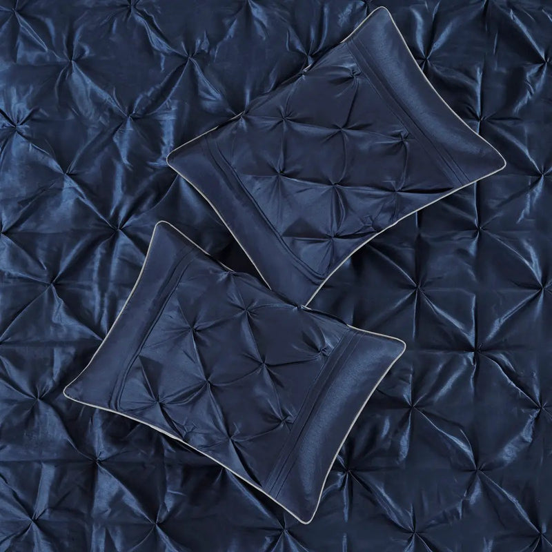 7 Piece Tufted Comforter Set Navy King by HouseOfZazla