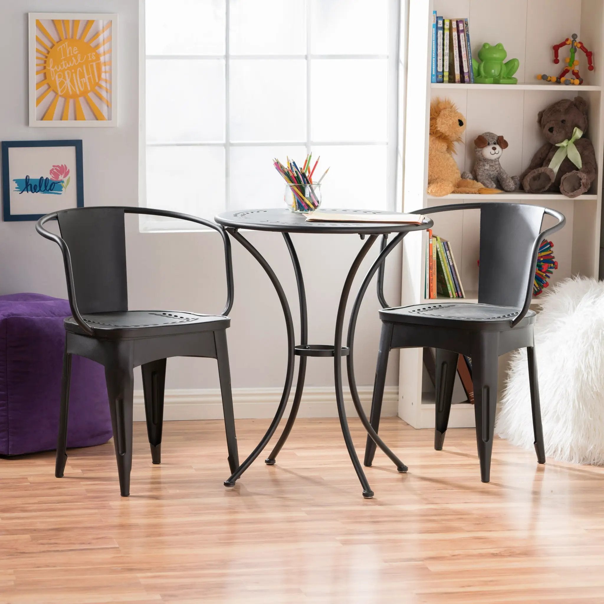 Ambrosia - 3 Piece Bistro Set With Leaf Motifs Top And Seat by HouseOfZazla