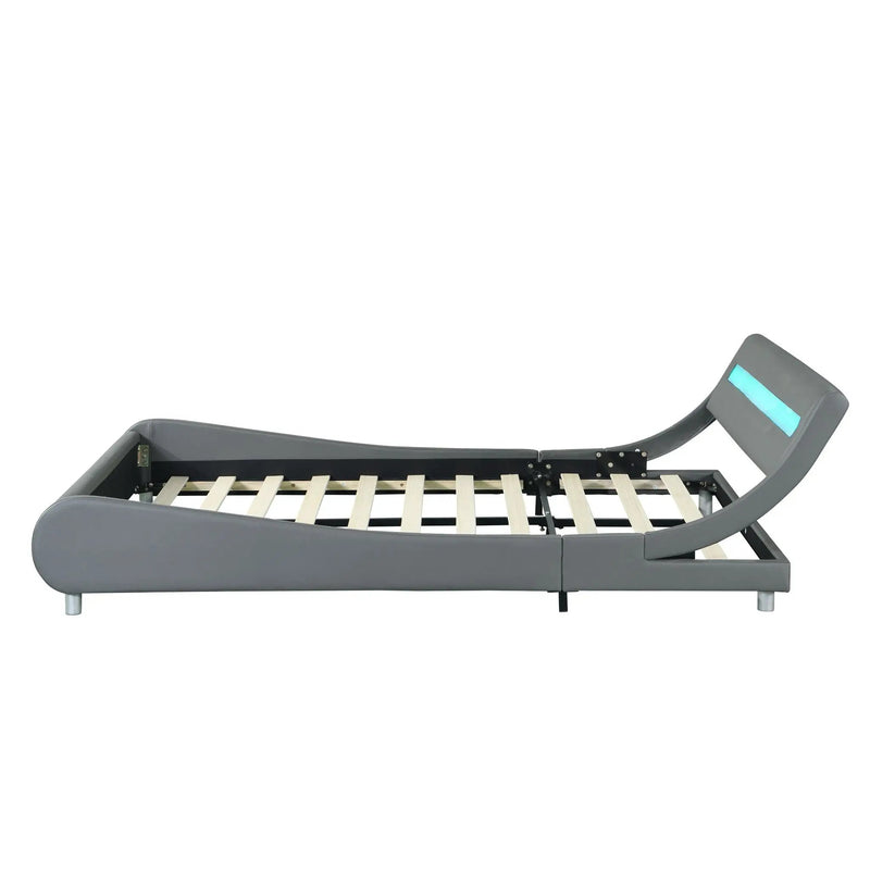 Queen Size Upholstered Platform Bed Frame with LED Lighting by HouseOfZazla