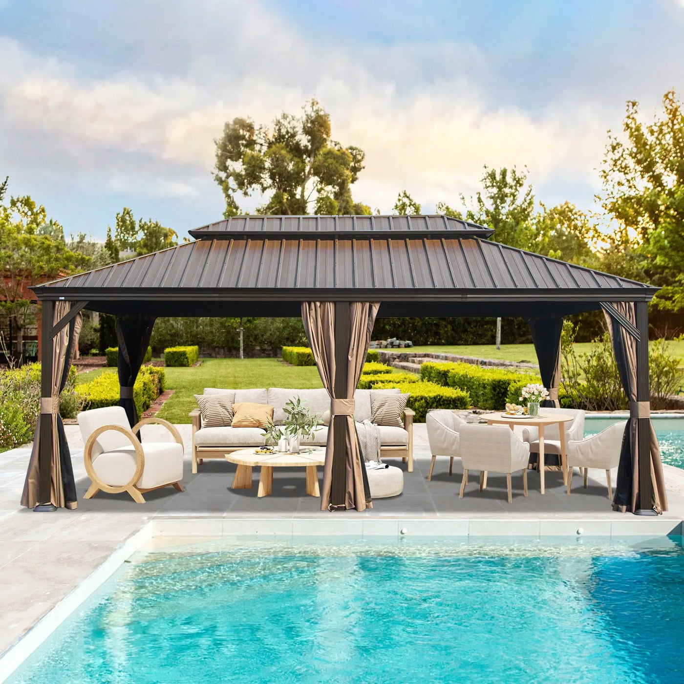 14' x 22' Hardtop Gazebo with Dual-Layer Galvanized Steel Roof by HouseOfZazla