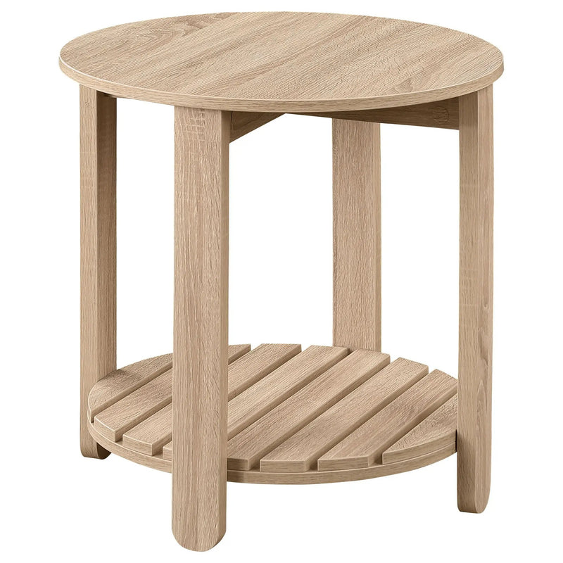Fowler 1-shelf Round Engineered Wood Side End Table Natural by Unique Piece Furniture