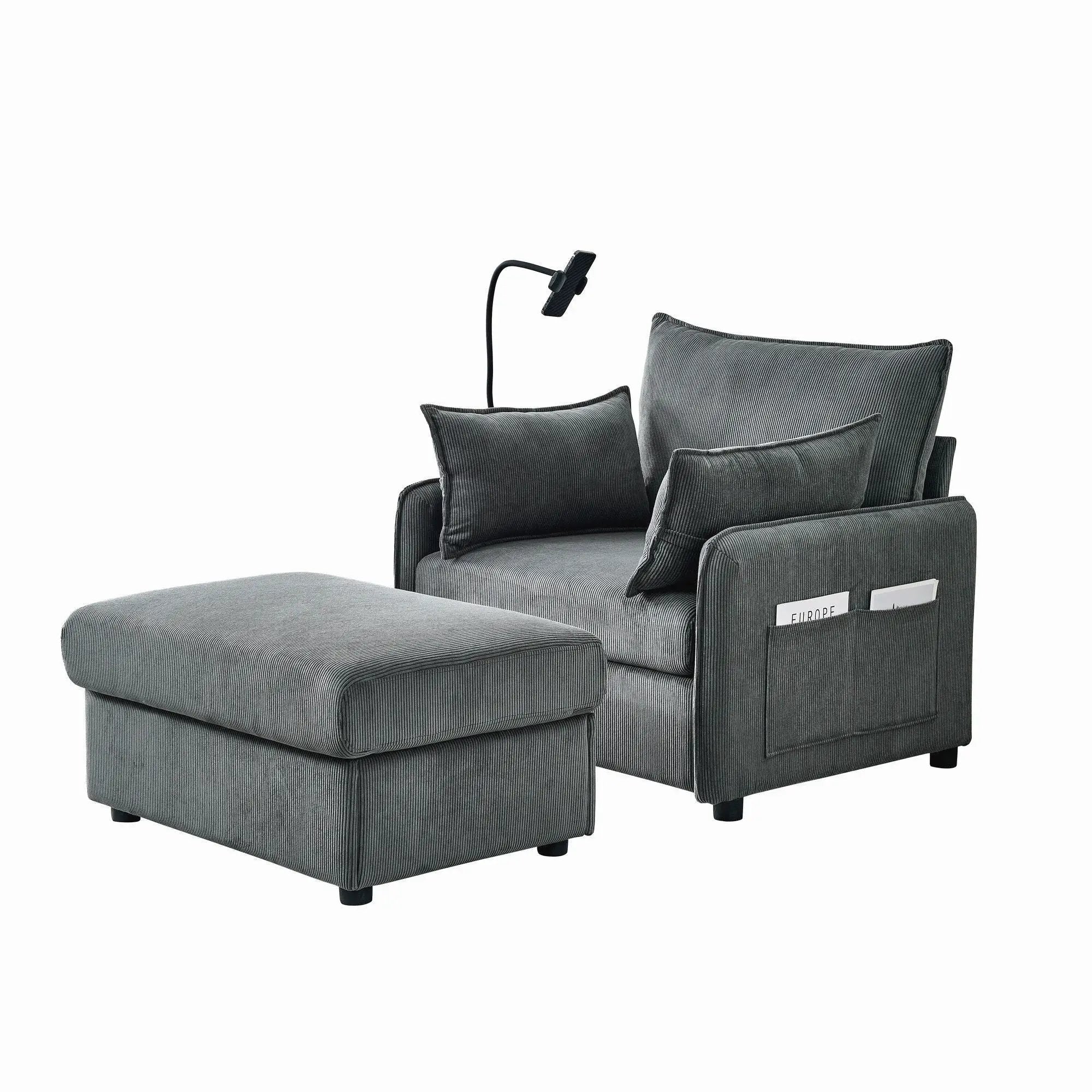 Comfy Oversized Chaise Lounge Chair With Ottoman And Storage by Unique Piece Furniture