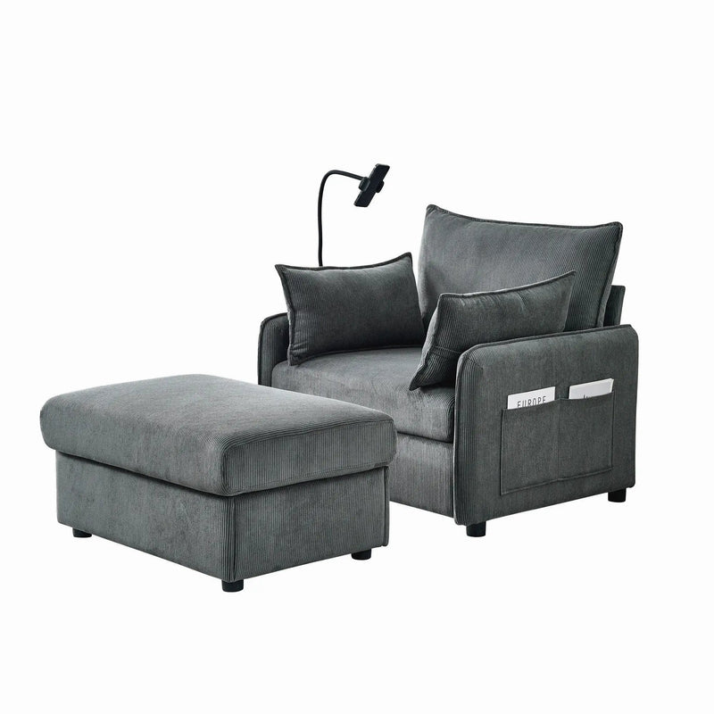 Comfy Oversized Chaise Lounge Chair With Ottoman And Storage by HouseOfZazla
