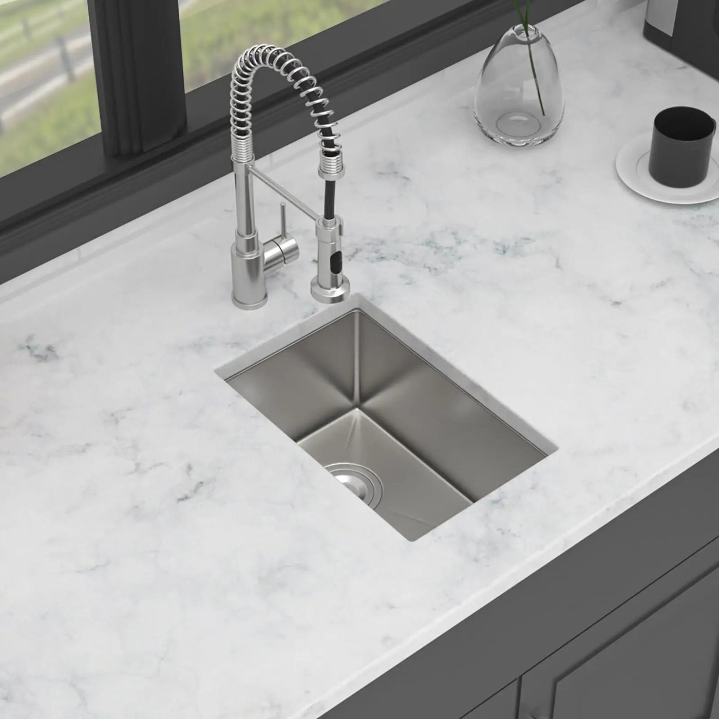 Undermount Steel Kitchen Sink, Deep Single Bowl Basin by HouseOfZazla