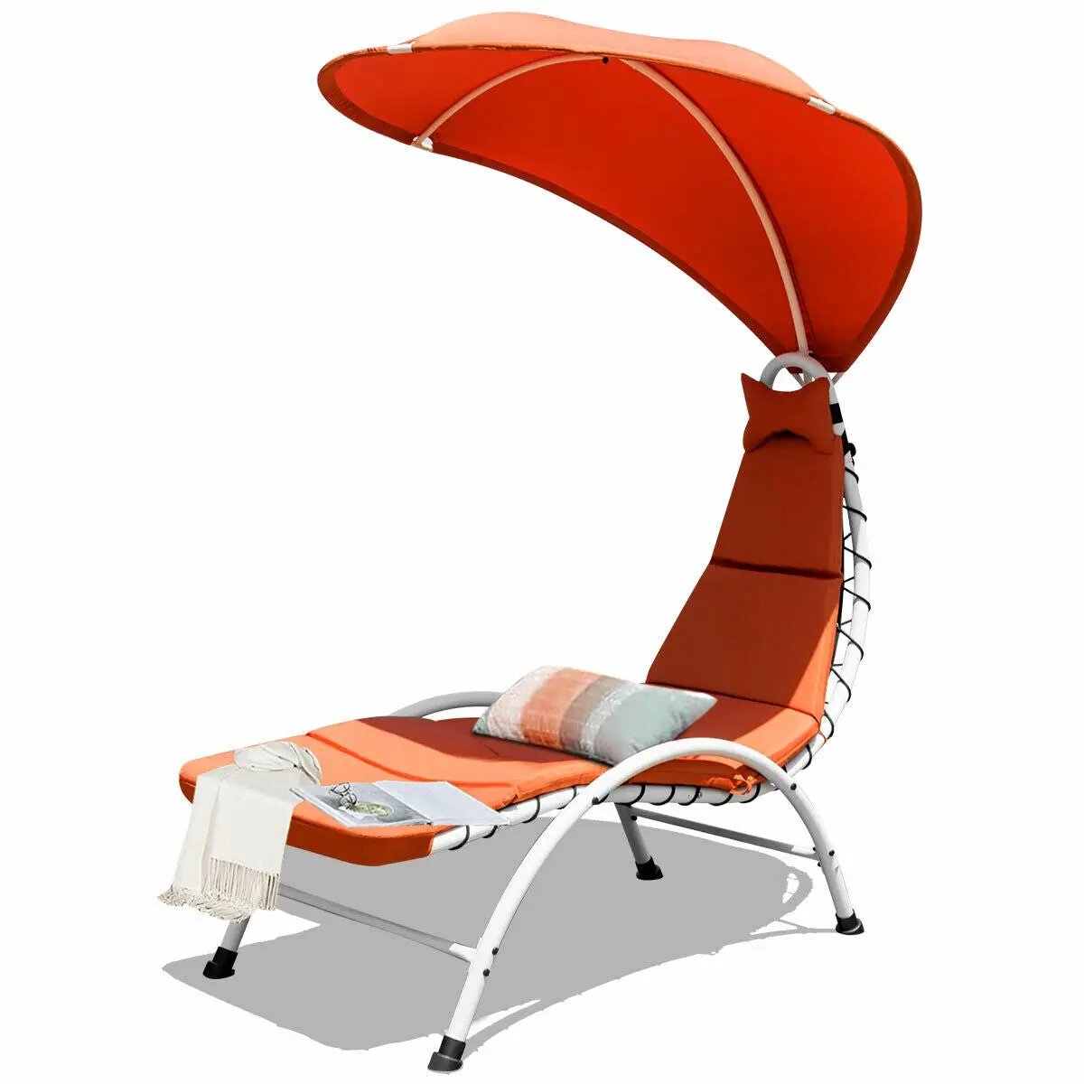 Patio Hanging Swing Hammock Chaise Lounger Chair with Canopy by DirectDeals