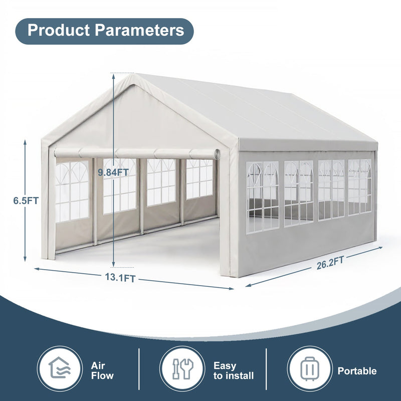 13'x26' Carport Canopy with Removable Sidewalls by HouseOfZazla