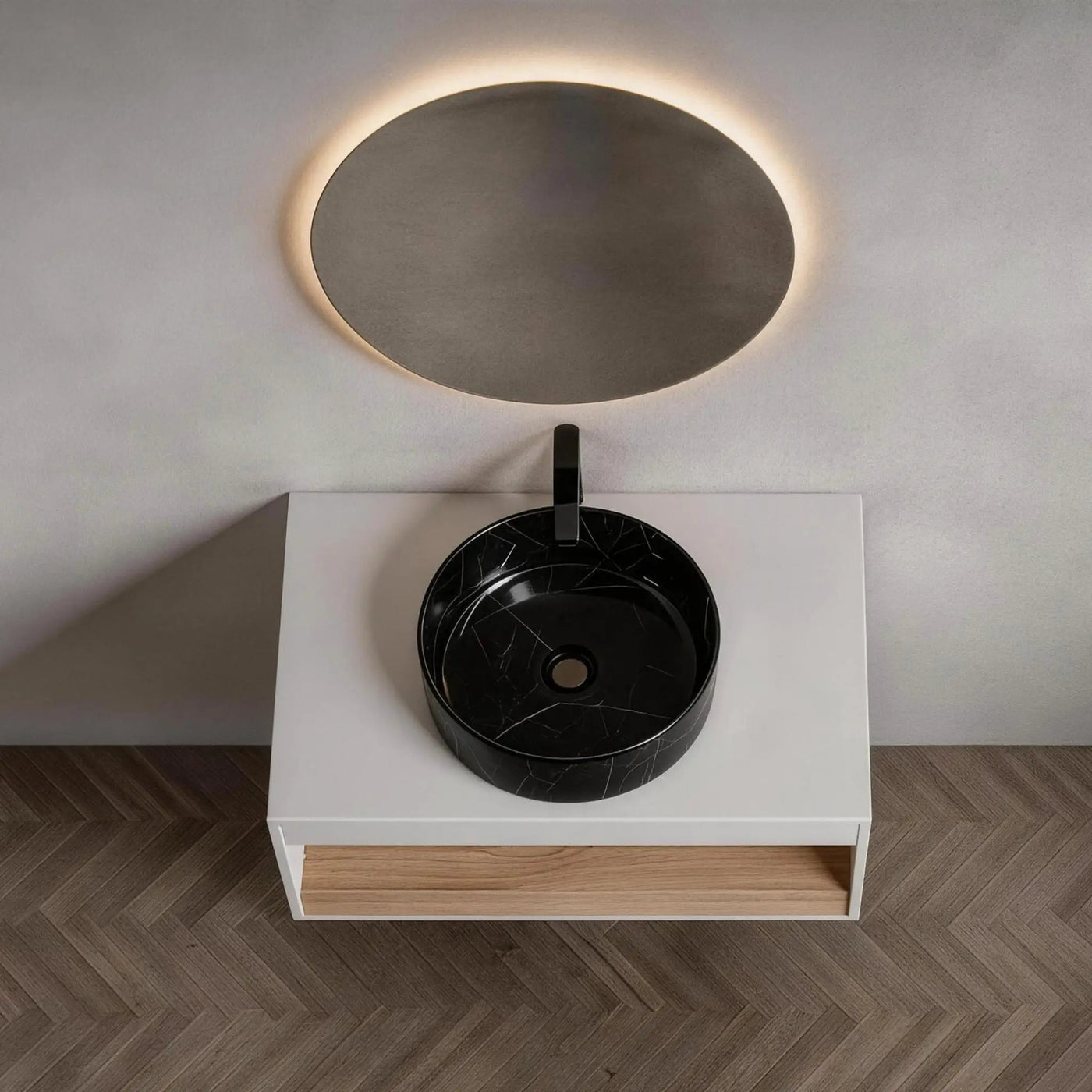 Floating Bathroom Vanity With Vessel Sink With Open Shelf Storage by Unique Piece Furniture